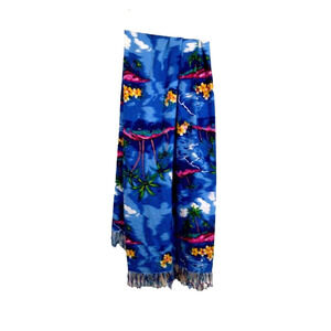 KOKO KNOT Multicolor Summer Beach Wrap Coverup With Fringe Floral Palm Tree